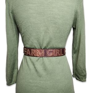 Ranger Belt Company 'Farm Girl' Studded Rhinestone Brown Leather Belt Si…